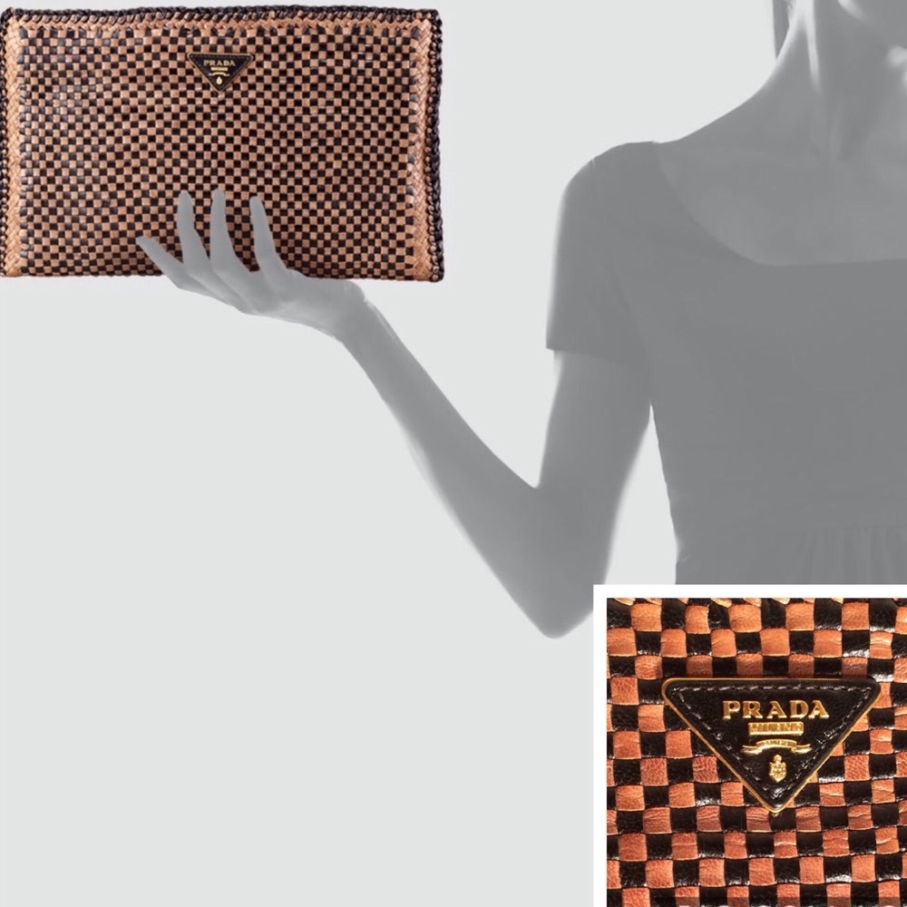 Prada Madras Woven Lambskin Clutch - Picture 2 of 8